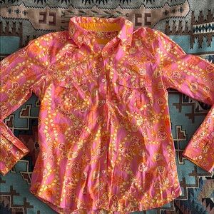 Lilly Pulitzer Pink and Orange Long Sleeve Button Down Shirt Size large